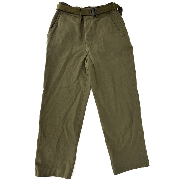 WWII U.S. Army Field Trousers w Belt Wool OD 33 - 18 oz Button‎ Fly Small 30x30